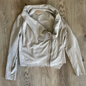 BLANK NYC Moto Jacket Suede Leather Light Beige - Size Medium